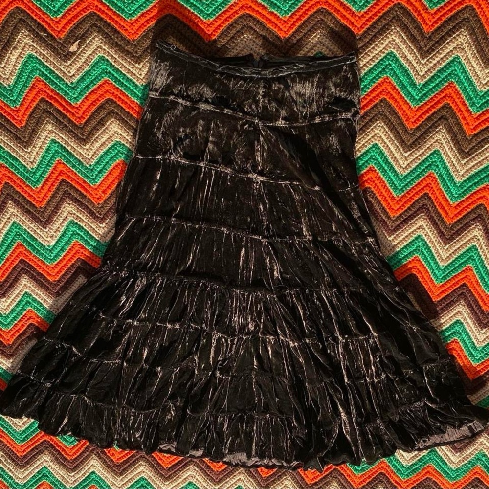JohnPaulRichard Brown Velvet Midi Skirt